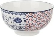 Ciotola in ceramica fiori blu rossi orientali 16x9 cm Sushiko