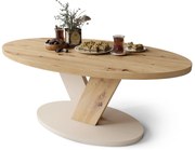 LOVA Rovere Artisan/Beige (Champagne) – TAVOLINO OVALE 110x60 cm TAVOLINO DA CAFFÈ MODERNO