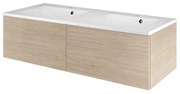 Mobile sottolavabo e lavabo Neo Line rovere naturale L 120 x H 32 x P 48 cm 2 vasche 2 cassetti