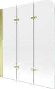 Mexen Felix paratia da vasca da bagno 3-ali 120 x 140 cm, trasparente, oro - 890-120-003-50-00