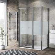 Box doccia con ingresso frontale pieghevole Record L 115 x H 195 cm, vetro 6 mm serigrafato profilo cromato