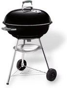 Barbecue rotondo a carbone con ruote e griglia in acciaio cromato original Weber compact kettle - Ø57 cm