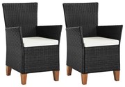 Sedie da esterno con cuscini in polyrattan nero