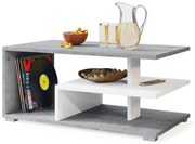 LINK Cemento Millennium/Bianco - MODERNO TAVOLINO GRIGIO CON RIPIANO INFERIORE SIMPLE