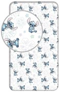 Lenzuolo singolo per bambini in cotone elasticizzato bianco 90x200 cm Lilo and Stitch "Ohana White" - Jerry Fabrics