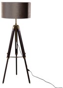 Lampada da terra a treppiede in ottone con paralume in velluto taupe 50 cm - Cortin
