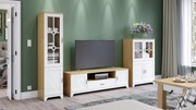 Set di mobili PROVENZA Rovere Pietrato/Bianco Opaco - PORTA TV GRANDE, VETRINA, COMÒ DA SALOTTO DA SOGGIORNO RETRÒ