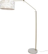 Lampada da terra oro regolabile con paralume a righe bianche e beige 50cm - Editor