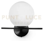 Jugen black applique da parete 1 luce montatura nera vetro bianco a...