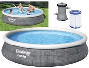 Bestway - piscina tonda fuori terra rattan con anello gonfiabile superiore 396xH84 -57376