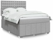 Giroletto a molle con materasso grigio chiaro 140x200cm tessuto