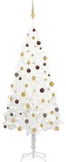 Albero di Natale Artificiale Preilluminato con Palline, Albero di Natale Preilluminato con Palline Bianco 240 cm PVC II