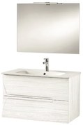 Mobile bagno sospeso HAITI 80 cm Larice Bianco specchio e lampada LED