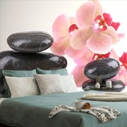 Carta da parati – Pietre e orchidea