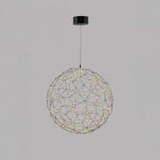 Lampadario A Sospensione Moderno Lucciola Metallo Cromato Nero Led Integrato 36W