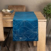 Tovaglia centrale in velluto blu con stampa floreale Larghezza: 35 cm | Lunghezza: 220 cm