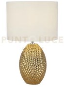 Lampada da tavolo nadine - paralume in tessuto color oro e crema in...