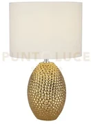 Lampada da tavolo nadine - paralume in tessuto color oro e crema in...