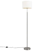 Lampada da terra moderna in acciaio con paralume bianco - VT