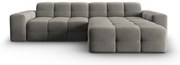 Divano angolare in velluto grigio (angolo destro) Kendal - Micadoni Home