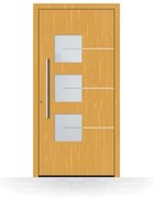 Portoncino ingresso legno, con vetro, abete chiaro 110, apertura con spinta a sinistra, 850 x 1850 mm, modello Treviso, configura individualmente