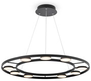 Lampadario A Sospensione Moderno Fad Metallo Nero Acrilico 9 Luci Led 63W