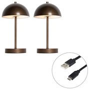 Set di 2 lampade da tavolo da esterno bronzo scuro ricaricabili con LED dimmerabile a 3 livelli - Keira