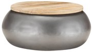 Tavolino da caffè grigio 68x68x30 cm in legno massello di mango