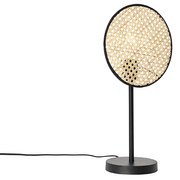 Lampada da tavolo rustica nera con rattan 25 cm - Kata