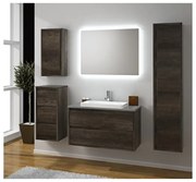 Mobile sottolavabo e lavabo Loto rovere scuro L 89 x H 50 x P 45.5 cm 1 vasca 2 cassetti