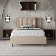 Letto contenitore imbottito 120x210 similpelle tortora Annalisa