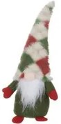 Gnomo Natale fermaporta 33 cm rombi rossi e verdi