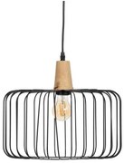 Lampadario Nero Naturale Legno Ferro 220-240 V 35 x 35 cm