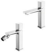 Set di rubinetti lavabo e bidet con manopola e scarico incluso Lotus