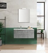 Mobile bagno sospeso con lavabo L 91 cm cemento per vasca a sinistra Portaland
