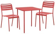Set tavolo e sedie Cafe in acciaio rosso per 2 persone