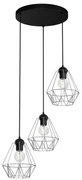 Lampadario su corda   BERGEN 3xE27/60W/230V nero/cromato lucido