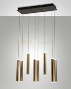 Prado lampadario a sospensione ottone satinato e nero l.60x20cm 8 l...