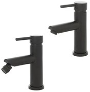 Set miscelatori lavabo e bidet nero opaco con piletta click clack York