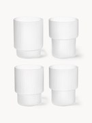 Set di 4 bicchieri per acqua in vetro soffiato con scanalatura in rilievo Ripple, 200 ml