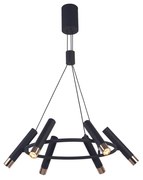 Lampadario Moderno Cilindro Acciaio Nero Oro Led 3,4W 3000K