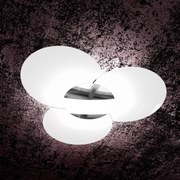 Plafoniera Contemporanea Clover Metallo Cromo Vetro Bianco 6 Luci E27