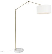 Lampada da terra moderna oro con paralume bianco 50 cm regolabile - Editor