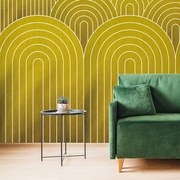Carta da parati – Motivo arcobaleno senape Mid-Century