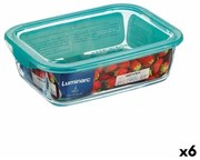 Portapranzo Rettangolare con Coperchio Luminarc Keep'n Lagon 12 x 8,5 x 5,4 cm Turchese 380 ml Vetro (6 Unità)