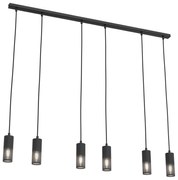 Lampadario Moderno 6 Luci Melt Cilindri Con Rete In Acciaio Nero