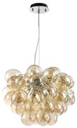 Lampadario Contemporaneo Baldo Metallo Nichel 8 Luci Diffusori Cognac