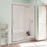 Porta doccia scorrevole L 96-100 cm x H 190 cm per nicchia in vetro trasparente SP. 6 mm, profilo lucido cromo, serie Bilbao