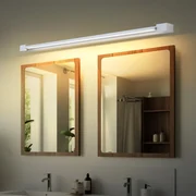 Lampada A Specchio LED 60 Cm 3 In 1, Luce Da Bagno IP44, Bianca Fredda, Moderna, Nera/cromata