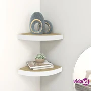 vidaXL Mensole Angolari 2pz Rovere e Bianco 25x25x3,8 cm in MDF